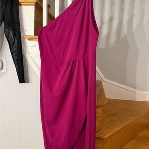 Elegant One-Shoulder Pink Dress